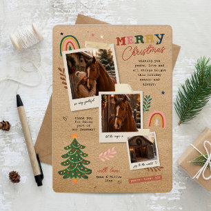 Cozy Equestrian Scrapbook Christmas Photo Holiday Card