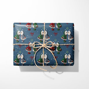 Cozy Eskimo Kiss Blue Christmas Wrapping Paper