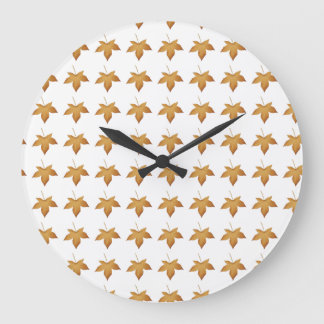 Cozy Fall Autumn Leaves Pattern Aesthetic Design Large Clock