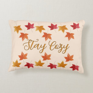 Cozy Fall / Autumn Leaves Rustic Accent Pillow