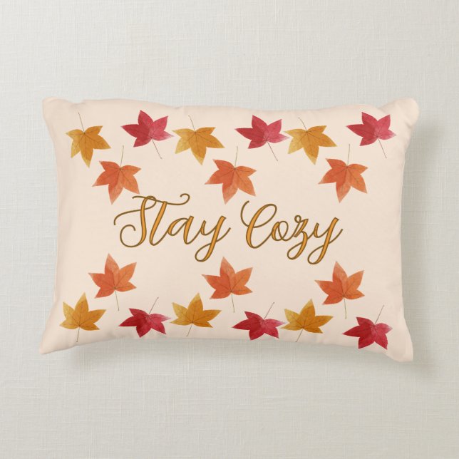 Cozy Fall / Autumn Leaves Rustic  Accent Pillow (Back)