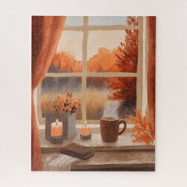 Cozy Fall Autumn Window Jigsaw Puzzle (Vertical)