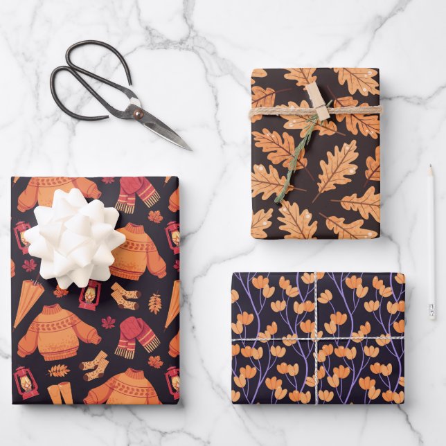 Cozy Fall Autumn Wrapping Paper Sheet (Front)