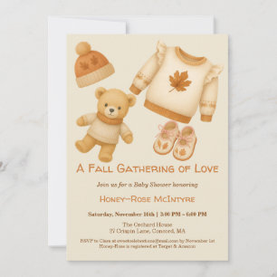 Cozy Fall Baby Shower Neutral Cream & orange Invitation