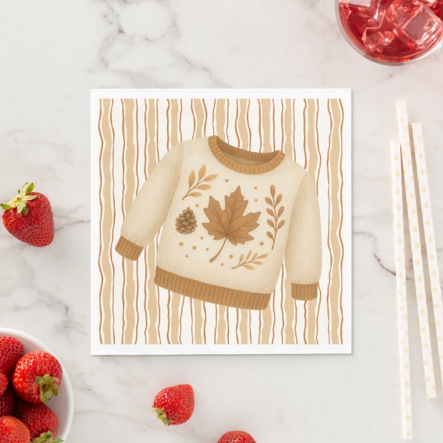 Cozy Fall Baby Shower | Neutral Cream & orange Napkin (Insitu)