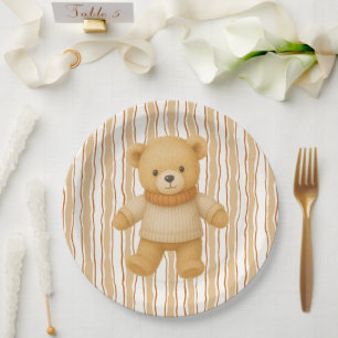 Cozy Fall Baby Shower Neutral Cream & orange Paper Plate