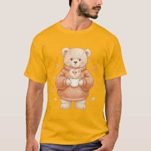 Cozy Fall Bear Autumn Coffee Lover Sweater Wea