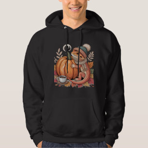 Cozy Fall Bearded Dragon with Coffee Art Hoodie
