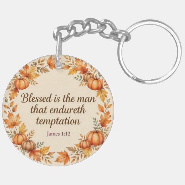 Cozy Fall Bible Verse Keychain (Back Left)