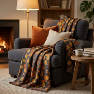 Cozy Fall Blanket with Autumn Leaves & Berries