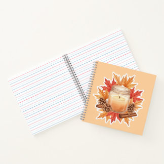 Cozy Fall Candle with Maple Leaves | Autumn Design Notebook