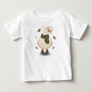 Cozy Fall Cartoon Duck Baby T-Shirt