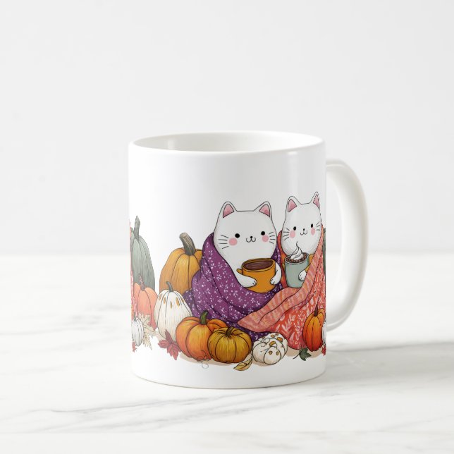 Cozy Fall Cats Mug with Pumpkins (Devant droit)