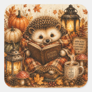 Cozy Fall Cottagecore Book Lover Square Sticker