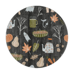 Cozy Fall Elements: Warm Pattern. Cutting Board