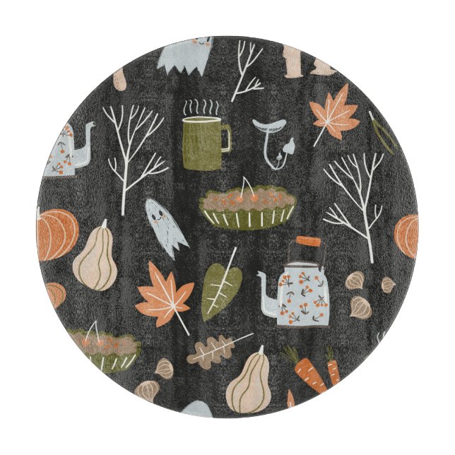 Cozy Fall Elements: Warm Pattern. Cutting Board (Front)