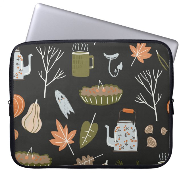 Cozy Fall Elements: Warm Pattern. Laptop Sleeve (Front)