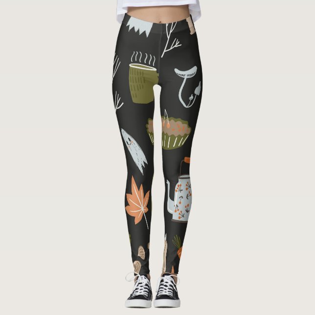Cozy Fall Elements: Warm Pattern. Leggings (Front)