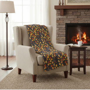 Cozy Fall Fleece Blanket with Autumn Leaves