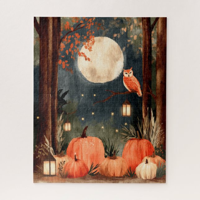 Cozy Fall Forest Owl Jigsaw Puzzle (Vertical)