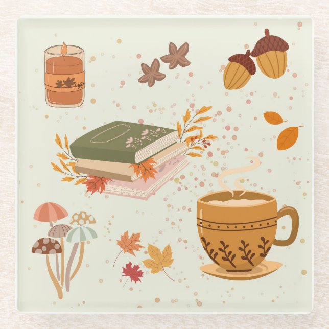 Cozy Fall Glass Coaster (Front)