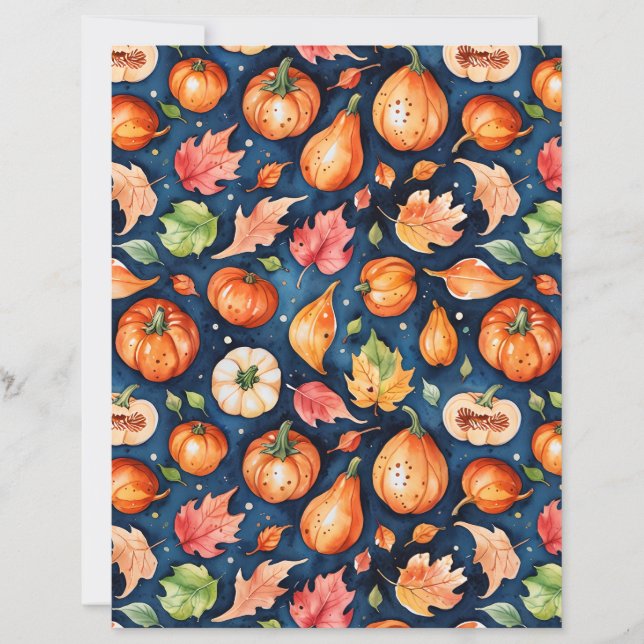 Cozy Fall Harvest Gourd & Pumpkin Pattern Paper (Front)