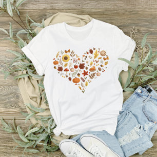 Cozy Fall Harvest Thanksgiving Heart Graphic T-Shirt