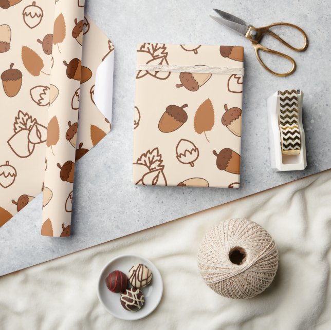 Cozy Fall Hazelnut Leaf Seamless Wrapping Paper (Crafts)