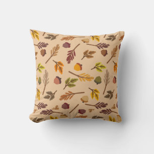 Cozy Fall Leaves & Acorns Throw Pillow