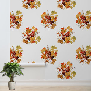 Cozy Fall Leaves and Grapes Pattern Wall Decor