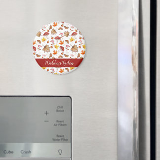 Cozy Fall Leaves and Mushrooms Personalized Magnet