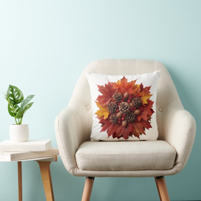 Cozy Fall Leaves | Decorative Throw Pillow (Chair)