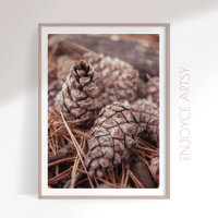 Cozy fall pine cone autumn farmhouse wall art