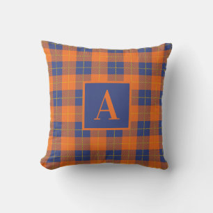 Cozy Fall Plaid Buffalo Check Monogrammed  Throw Pillow
