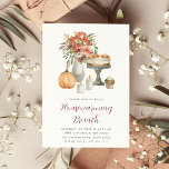 Cozy Fall Pumpkin Autumn Housewarming Brunch Invitation<br><div class="desc">Invite friends,  family,  or neighbours for an elegant autumn or fall housewarming brunch gathering with these beautiful watercolor invitations. Design features your housewarming brunch details in modern lettering,  topped with an illustration of fall desserts,  wildflowers,  candles,  and a pumpkin.</div>