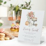 Cozy Fall Pumpkin "Love is Sweet" Dessert Menu Pedestal Sign<br><div class="desc">Elegant watercolor design for fall or autumn bridal shower brunches,  engagements,  weddings,  or dessert themed rehearsal dinners features "love is sweet,  please take a treat" beneath an illustration of fall desserts,  wildflowers,  candles,  and a pumpkin.</div>