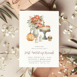 Cozy Fall Pumpkin Post-Wedding Brunch Invitation<br><div class="desc">Invite wedding guests for an elegant autumn or fall post-wedding brunch gathering with these beautiful watercolor invitations. Design features your brunch details in modern lettering,  topped with an illustration of fall desserts,  wildflowers,  candles,  and a pumpkin.</div>