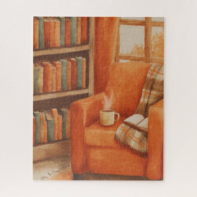Cozy Fall Reading Bookish Jigsaw Puzzle (Vertical)