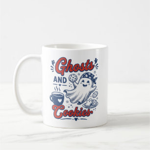 Cozy Fall Retro Ghost and Cookies Coffee Mug