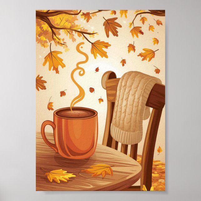 cozy fall scene digital download art poster (Front)