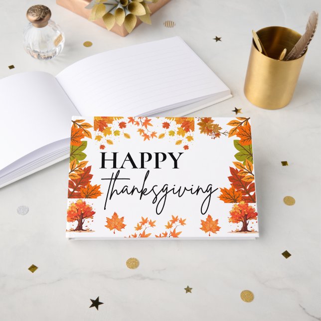 Cozy Fall Thanksgiving Dinner Party Guest Book (Front Open)