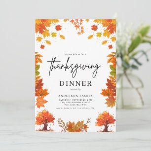 Cozy Fall Thanksgiving Dinner Party Invitation
