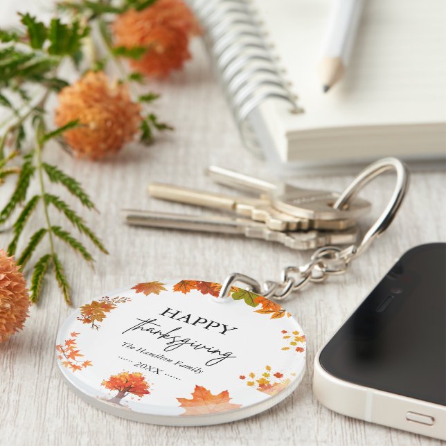 Cozy Fall Thanksgiving Dinner Party Keychain (Front Right)