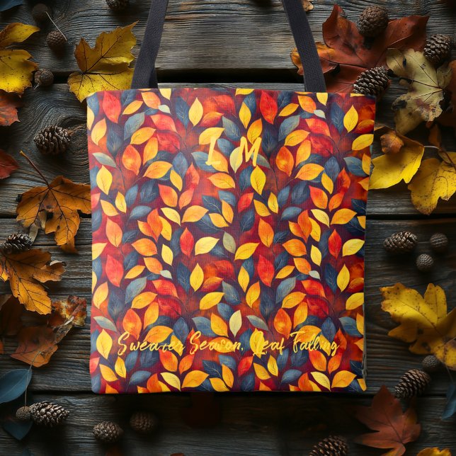 Cozy Fall Tote with Bold Leaves and Autumn Charm Bag (Creator Uploaded)