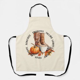 Cozy Fall Vibes – Boots, Pumpkin Spice, Bonfires Apron