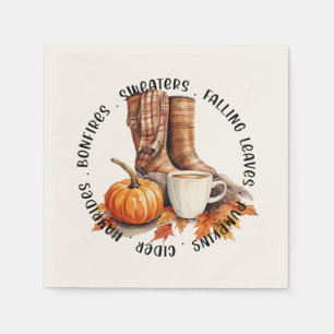 Cozy Fall Vibes – Boots, Pumpkin Spice, Bonfires Napkin