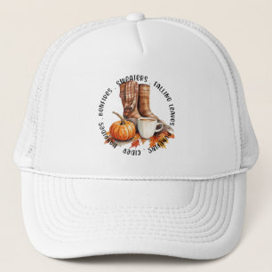 Cozy Fall Vibes – Boots, Pumpkin Spice, Bonfires Trucker Hat