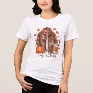 Cozy Fall Vibes T-Shirt – Autumn Outfit Aesthetic Tri-Blend Shirt