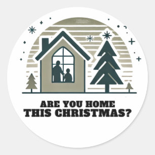 Cozy Family Christmas Home Scene Decor Art Classic Round Sticker