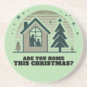 Cozy Family Christmas Home Scene Decor Art Coaster